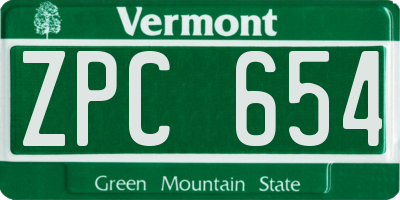 VT license plate ZPC654