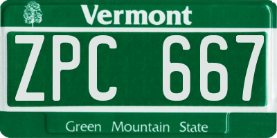 VT license plate ZPC667