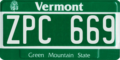 VT license plate ZPC669