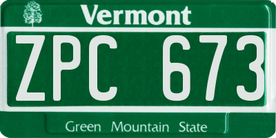 VT license plate ZPC673