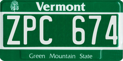 VT license plate ZPC674