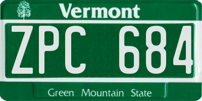 VT license plate ZPC684