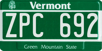 VT license plate ZPC692