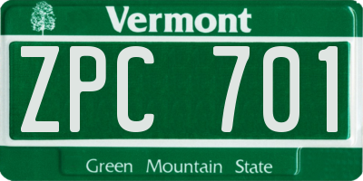 VT license plate ZPC701