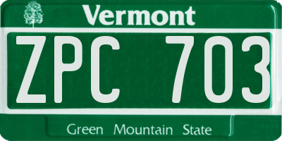 VT license plate ZPC703
