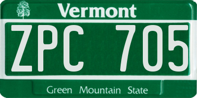 VT license plate ZPC705