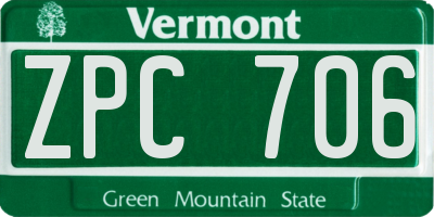 VT license plate ZPC706