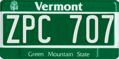 VT license plate ZPC707