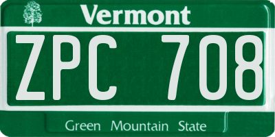 VT license plate ZPC708