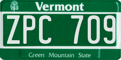 VT license plate ZPC709