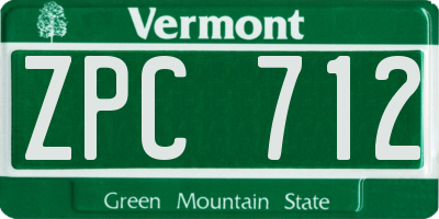 VT license plate ZPC712