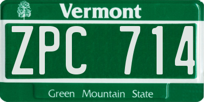 VT license plate ZPC714