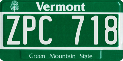VT license plate ZPC718