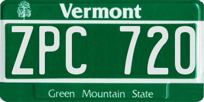 VT license plate ZPC720