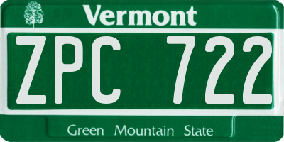 VT license plate ZPC722