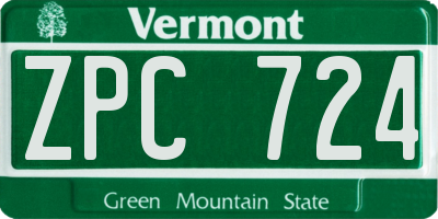 VT license plate ZPC724