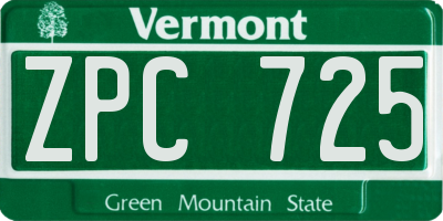VT license plate ZPC725