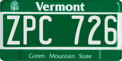 VT license plate ZPC726
