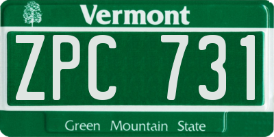 VT license plate ZPC731