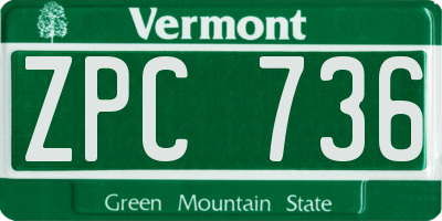 VT license plate ZPC736