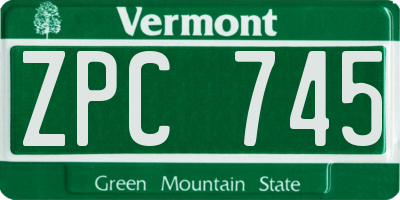 VT license plate ZPC745
