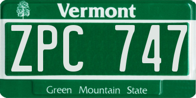 VT license plate ZPC747