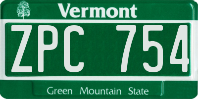 VT license plate ZPC754