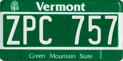 VT license plate ZPC757