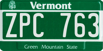 VT license plate ZPC763