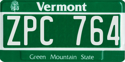VT license plate ZPC764