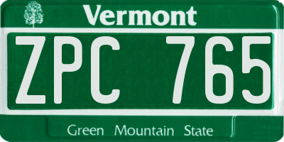VT license plate ZPC765