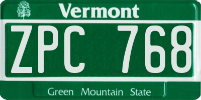 VT license plate ZPC768