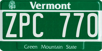 VT license plate ZPC770