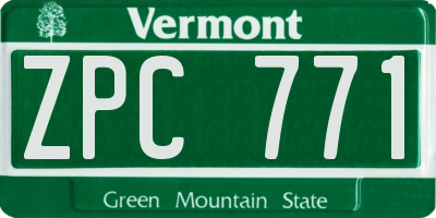 VT license plate ZPC771