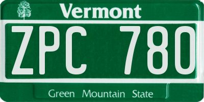 VT license plate ZPC780