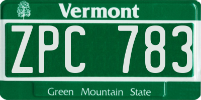 VT license plate ZPC783