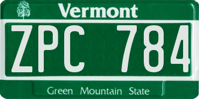 VT license plate ZPC784