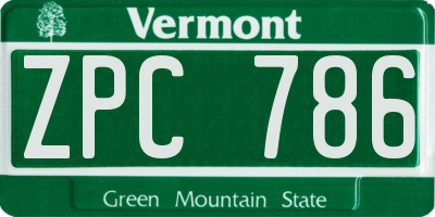 VT license plate ZPC786