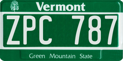 VT license plate ZPC787