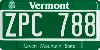 VT license plate ZPC788