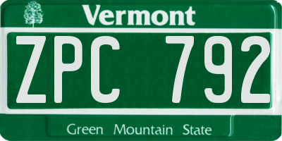 VT license plate ZPC792