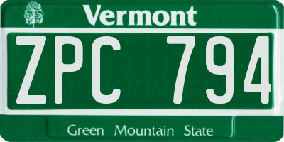 VT license plate ZPC794
