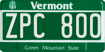 VT license plate ZPC800
