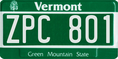 VT license plate ZPC801