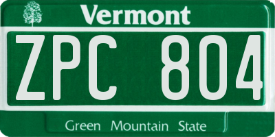 VT license plate ZPC804