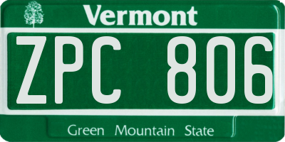 VT license plate ZPC806