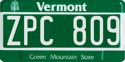 VT license plate ZPC809
