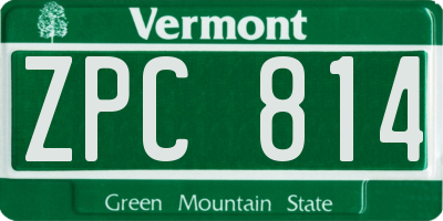 VT license plate ZPC814