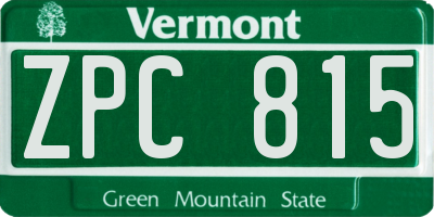 VT license plate ZPC815
