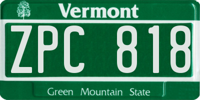 VT license plate ZPC818